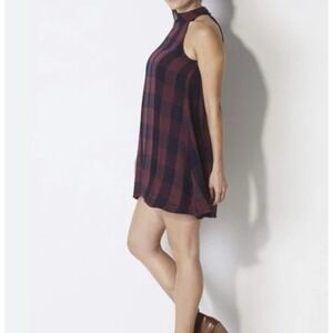 Altar'd State Sleeveless Checkered Mini‎ Dress Size Medium Wine/Navy NEW